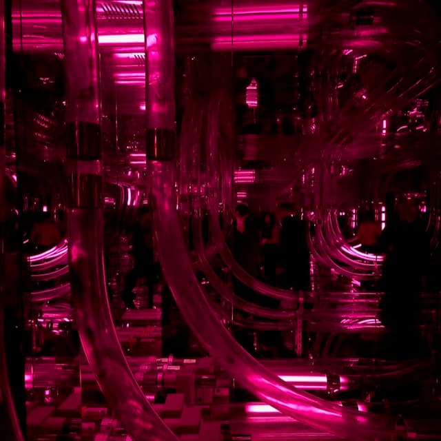 Abstract magenta-lit futuristic architecture